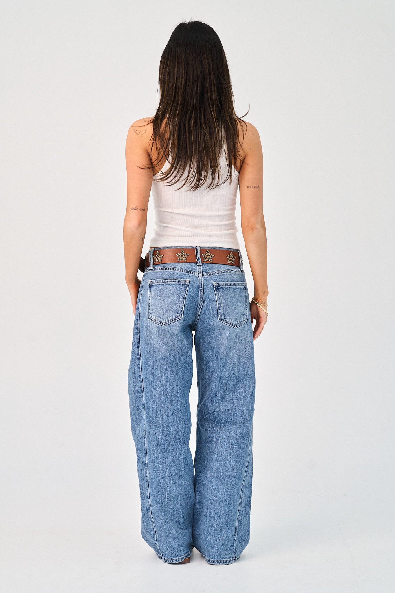 medium denim low rise jeans