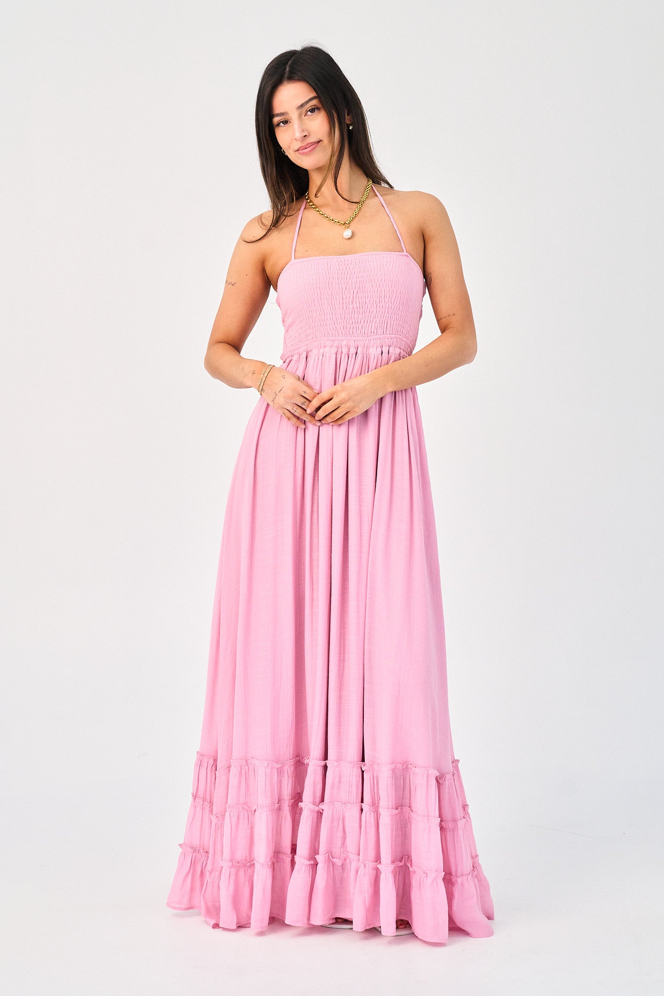pink maxi dress