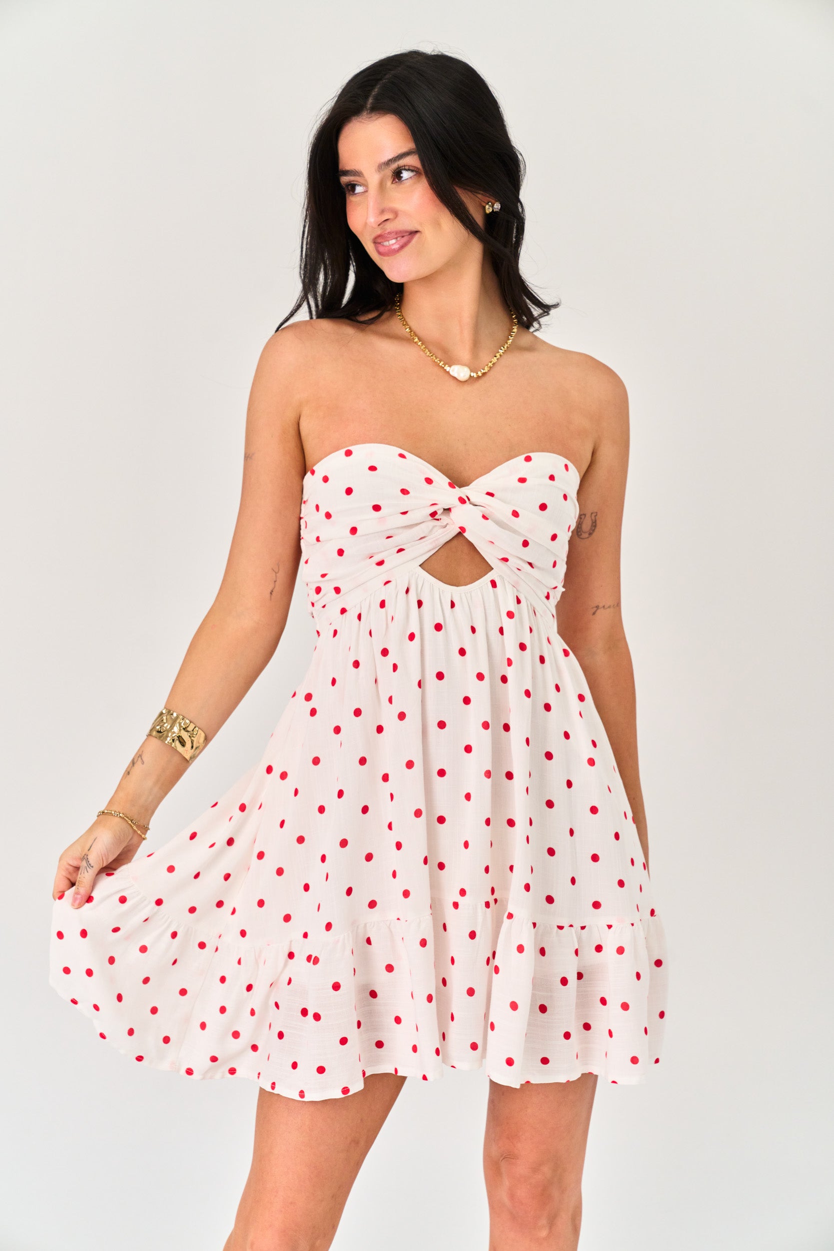 Summer Breeze Dress in Red Polka Dot Large