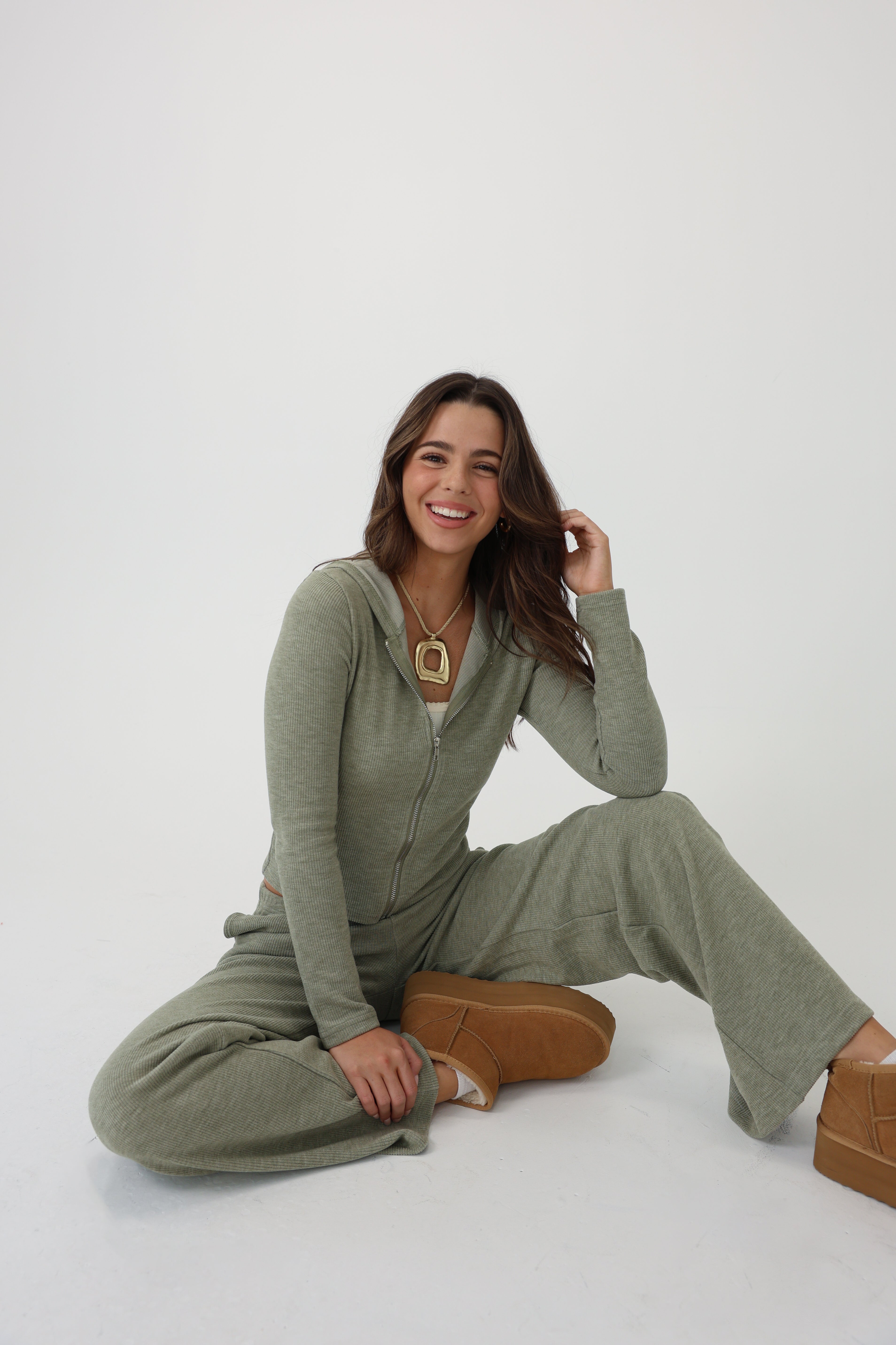 Sunday Morning Zip Up in Sage