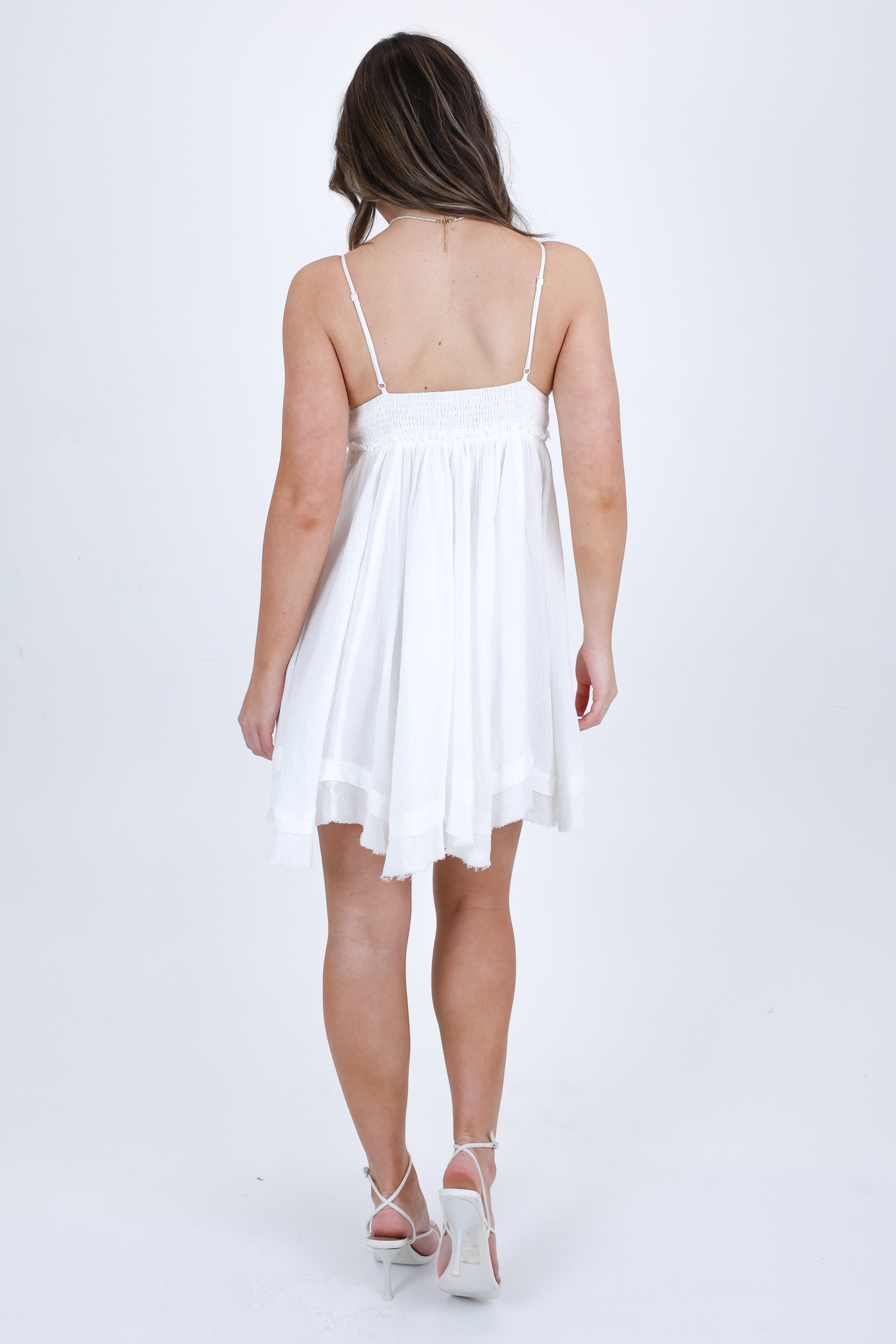 white flowy dress