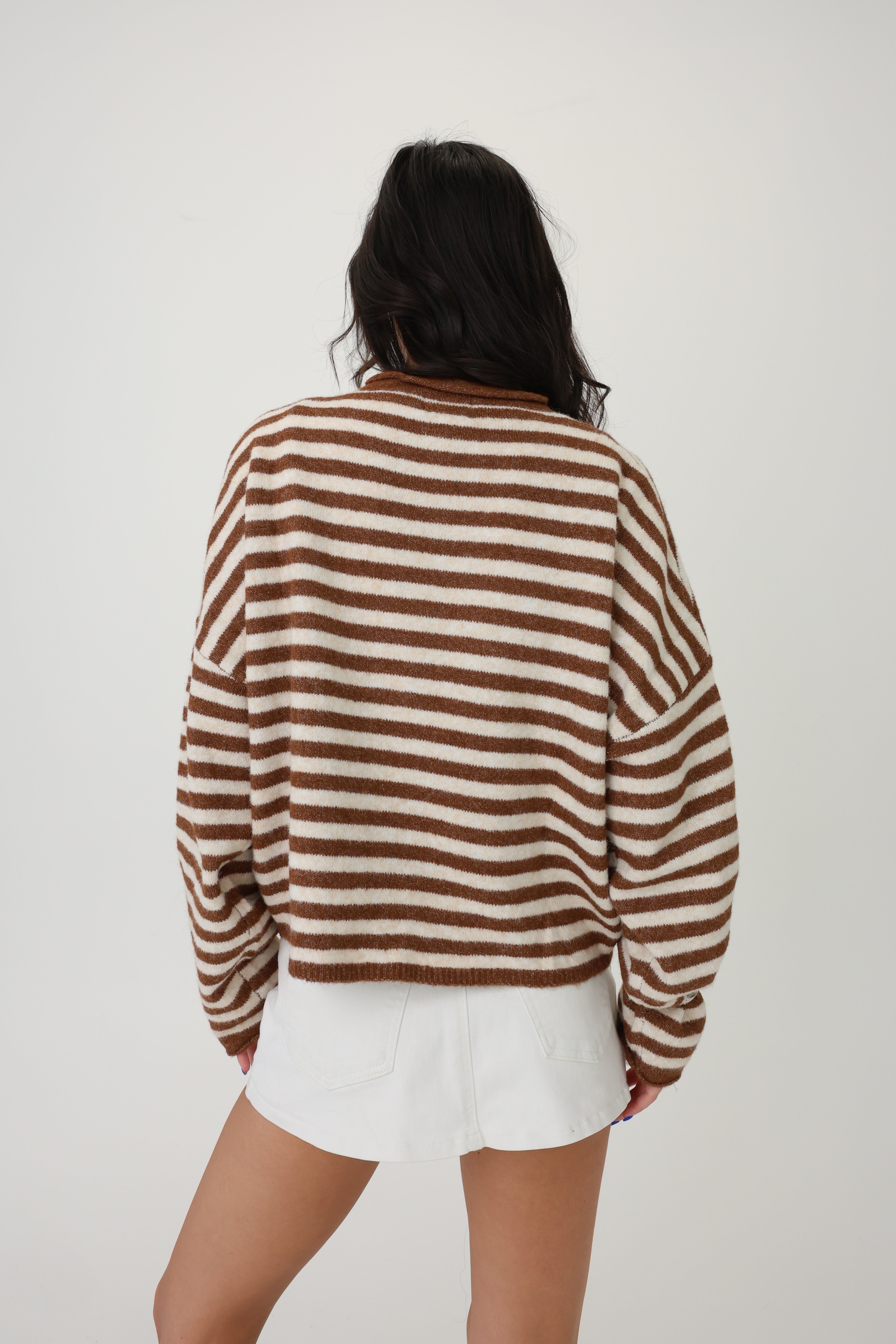 Phoebe Cardigan in Brown/Ivory Stripe