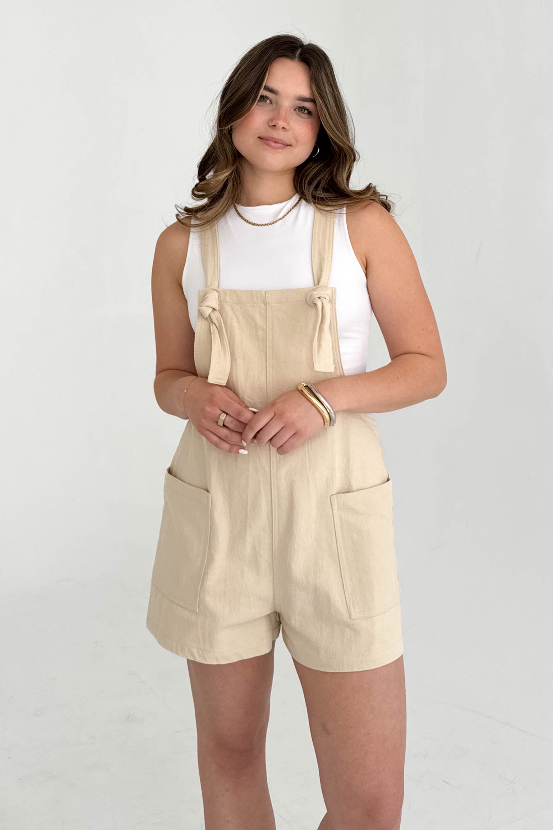 Bianca Overalls in Stone