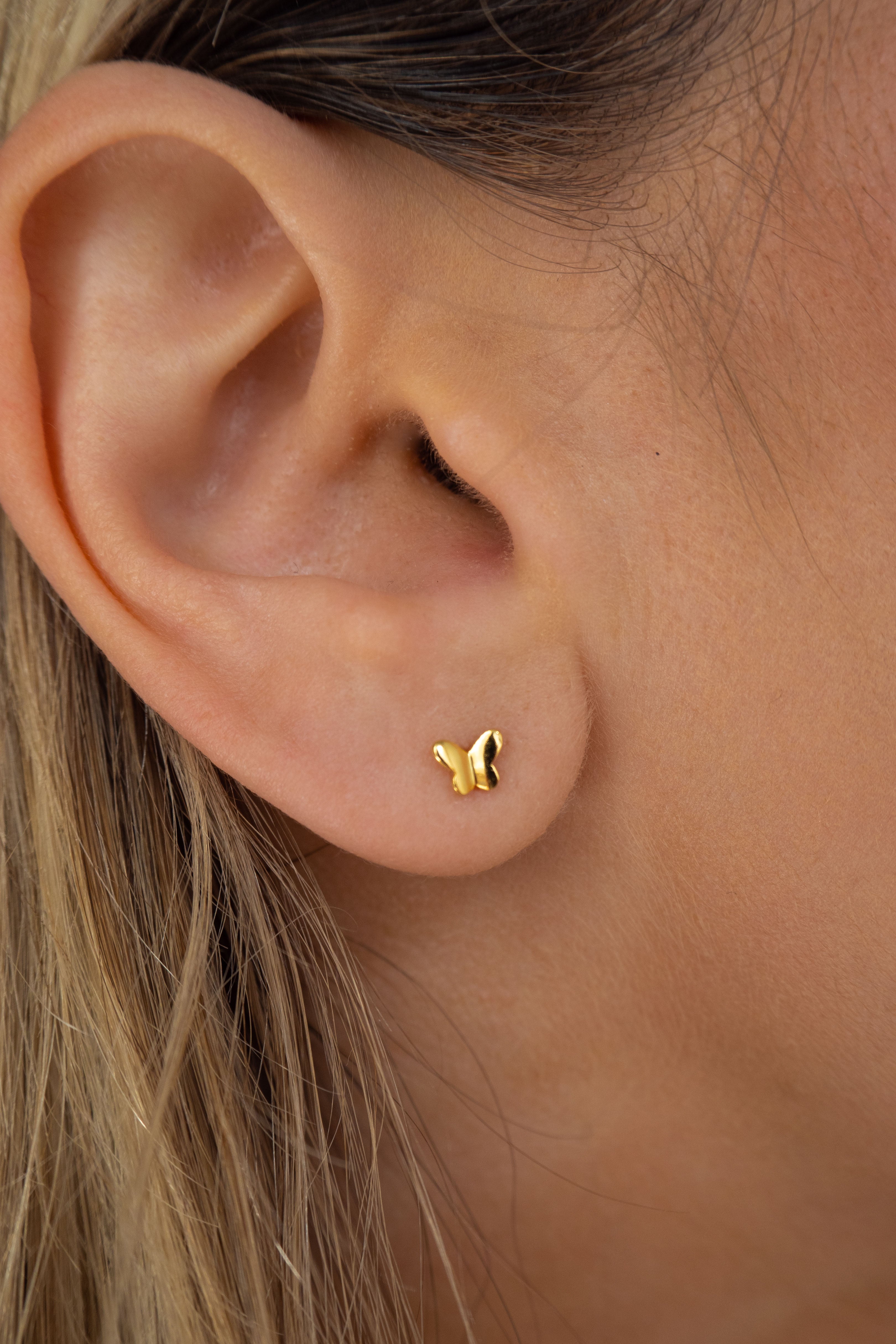 Mini Butterfly Studs in Gold