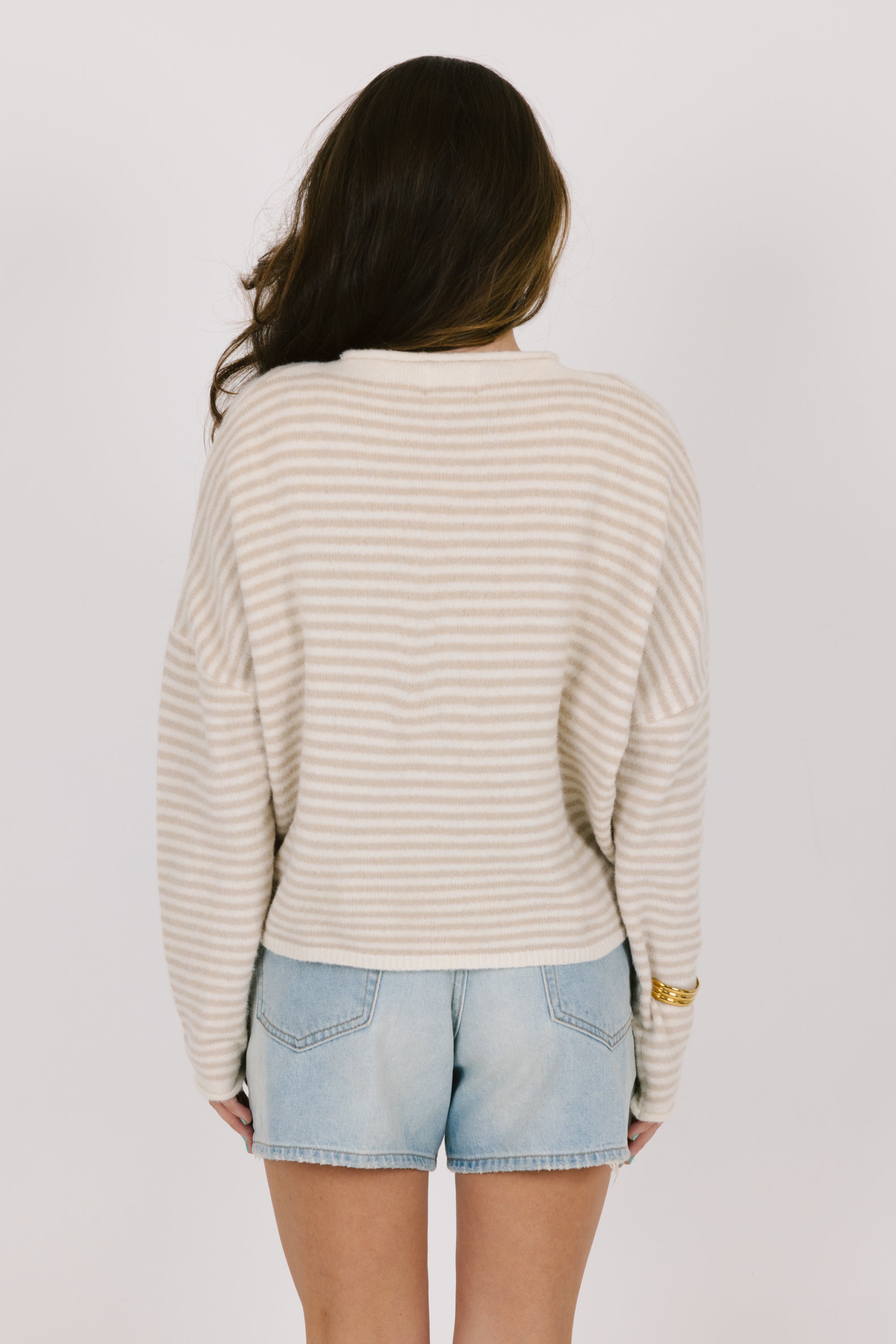Phoebe Cardigan in Cream Stripe