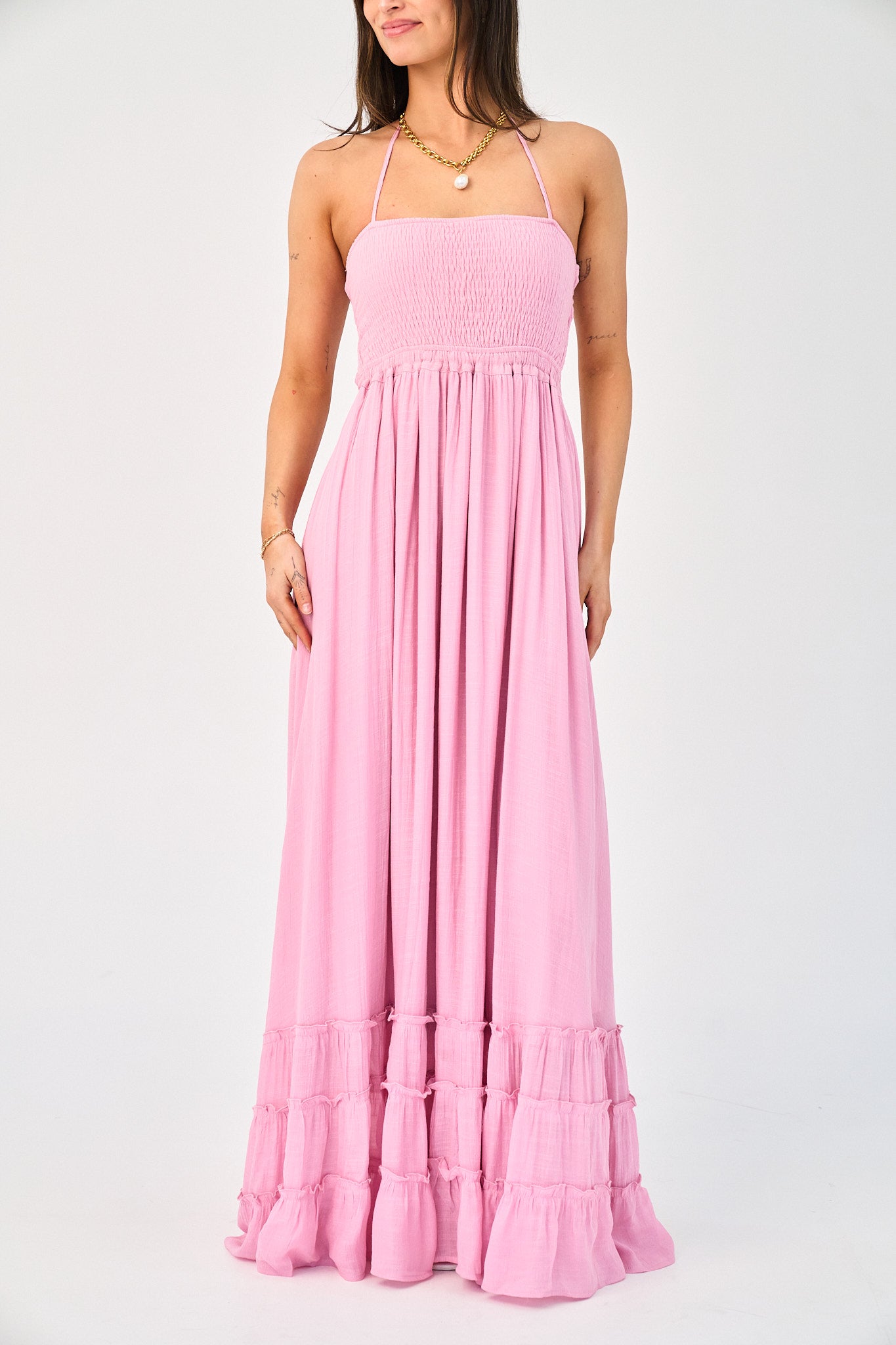 pink maxi dress