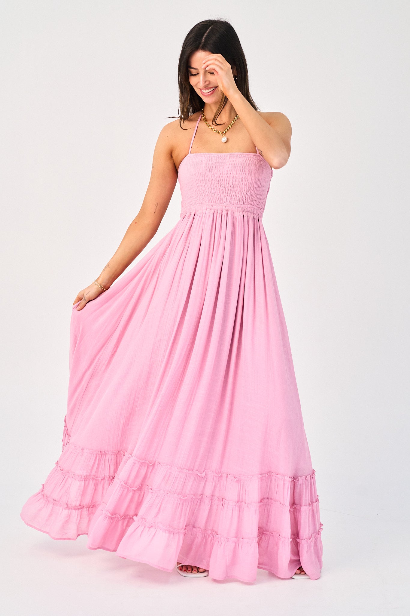 pink maxi dress