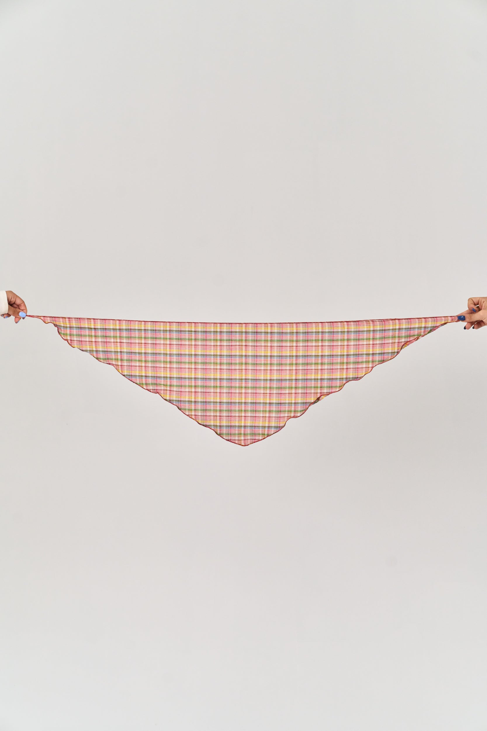 Plaid patterned bikini bottom on a white background
