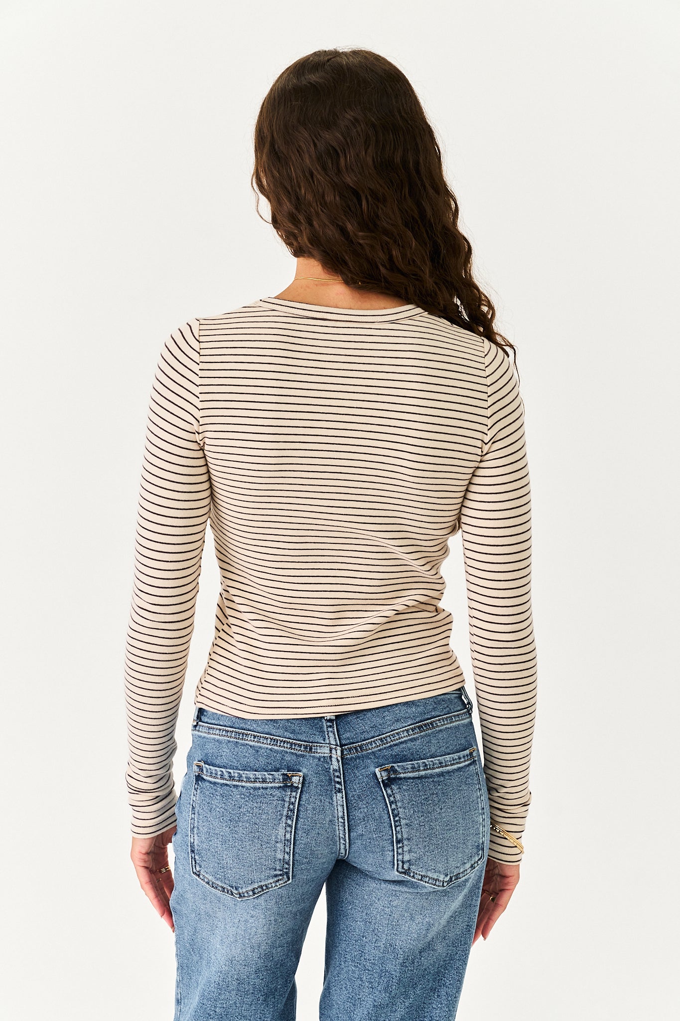 Blaine Long Sleeve in Cream/Charcoal