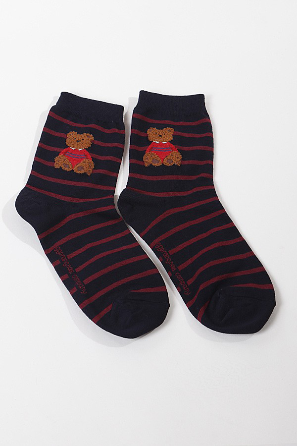 Navy and Red Teddy Bear Socks