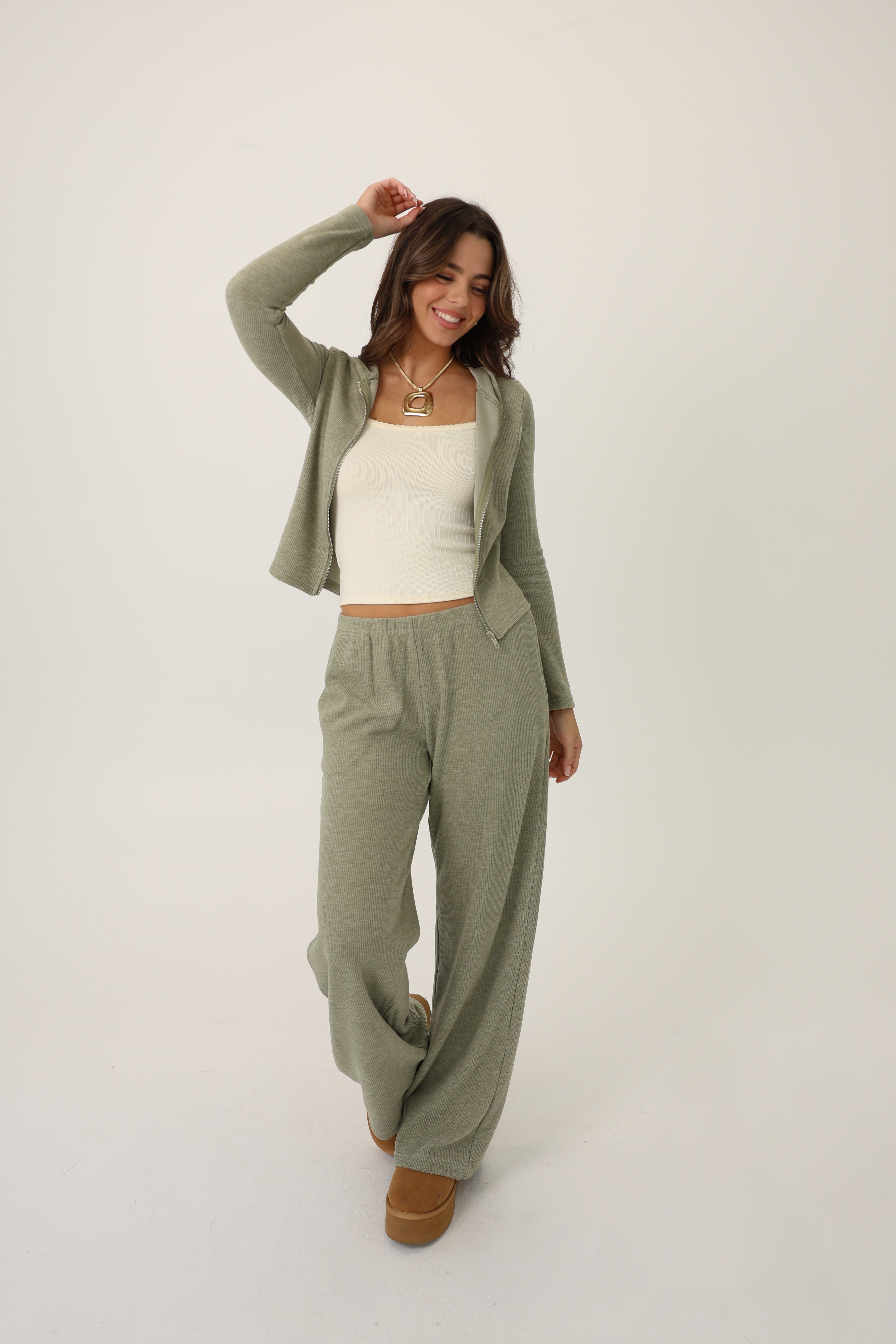 Sunday Morning Zip Up in Sage