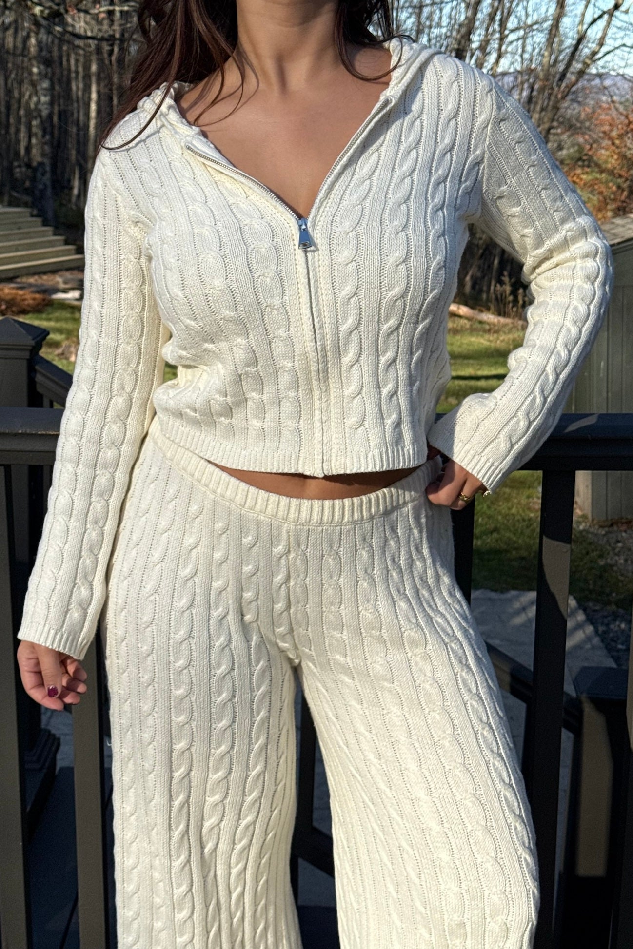 Toasty Nights Cable Knit Zip Up