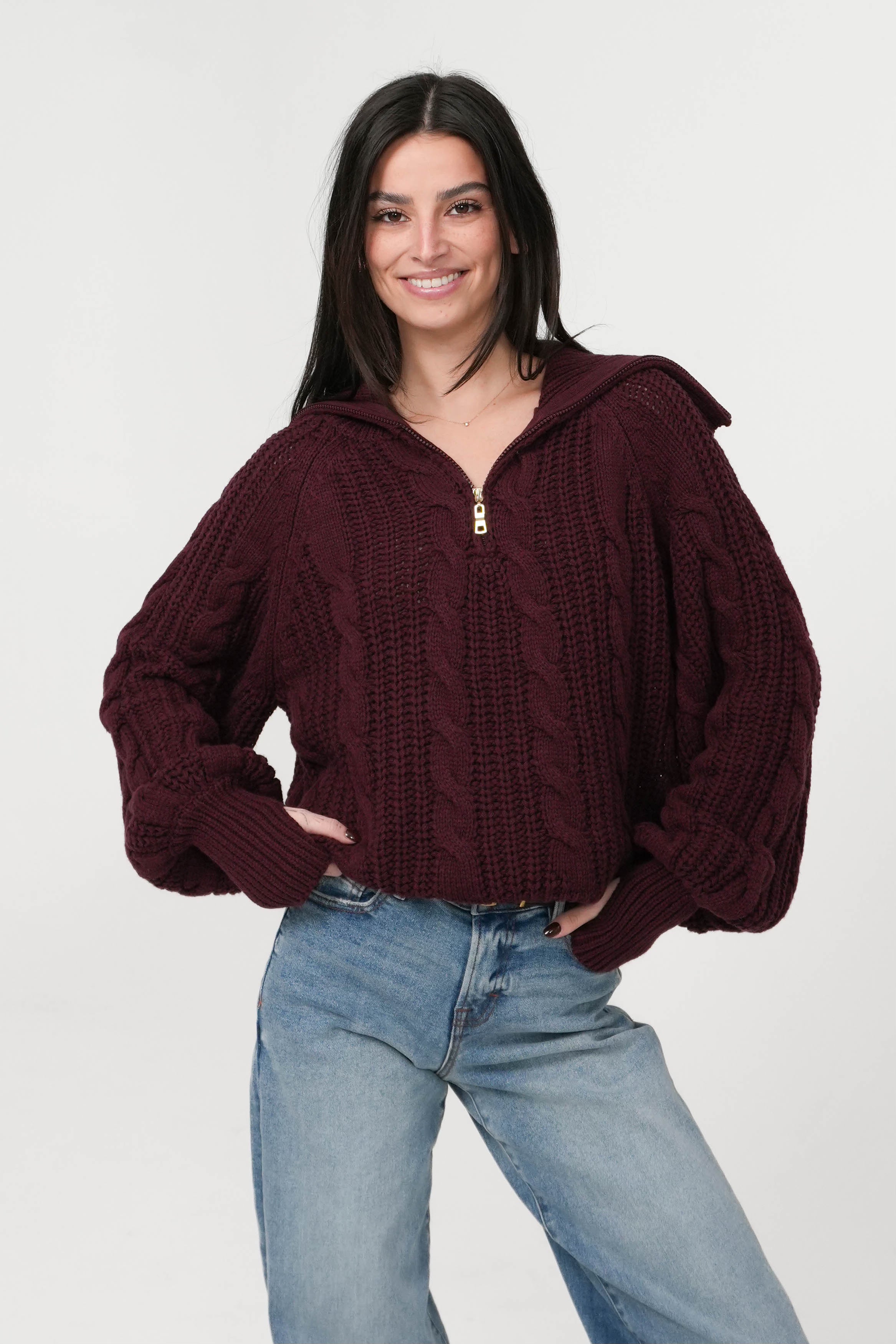 Let's Cuddle Sweater in Burgundy