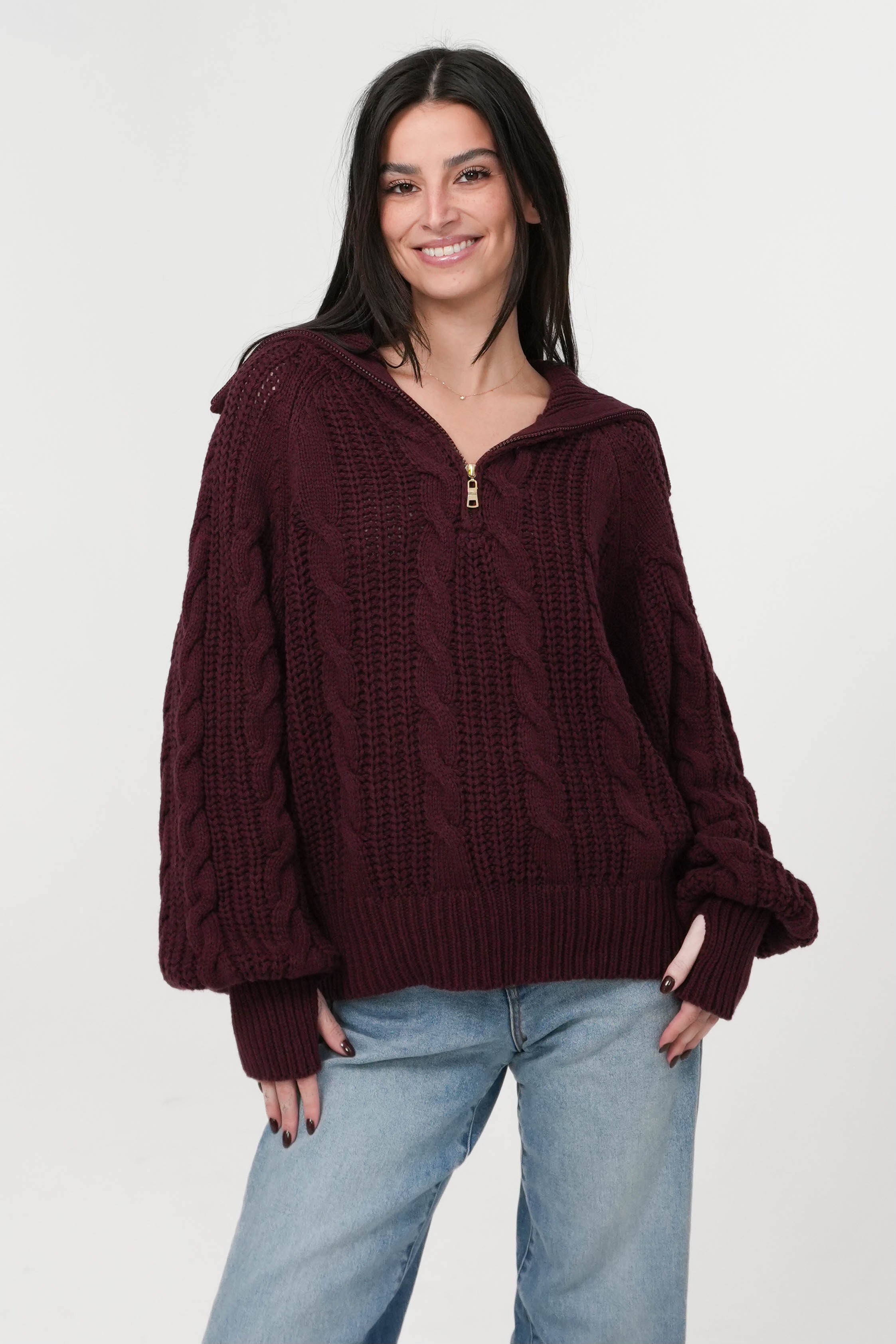 Let's Cuddle Sweater in Burgundy