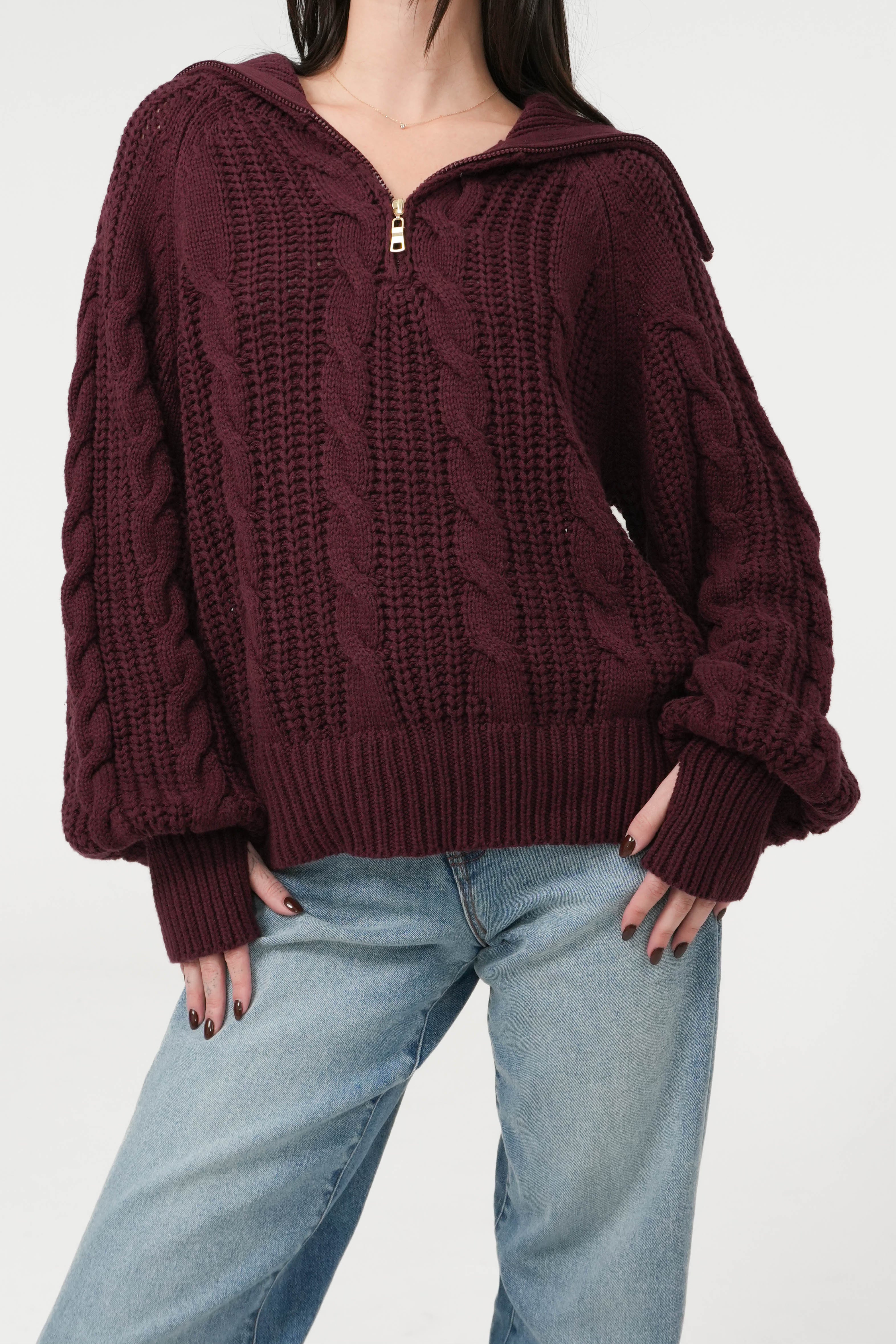 Let's Cuddle Sweater in Burgundy