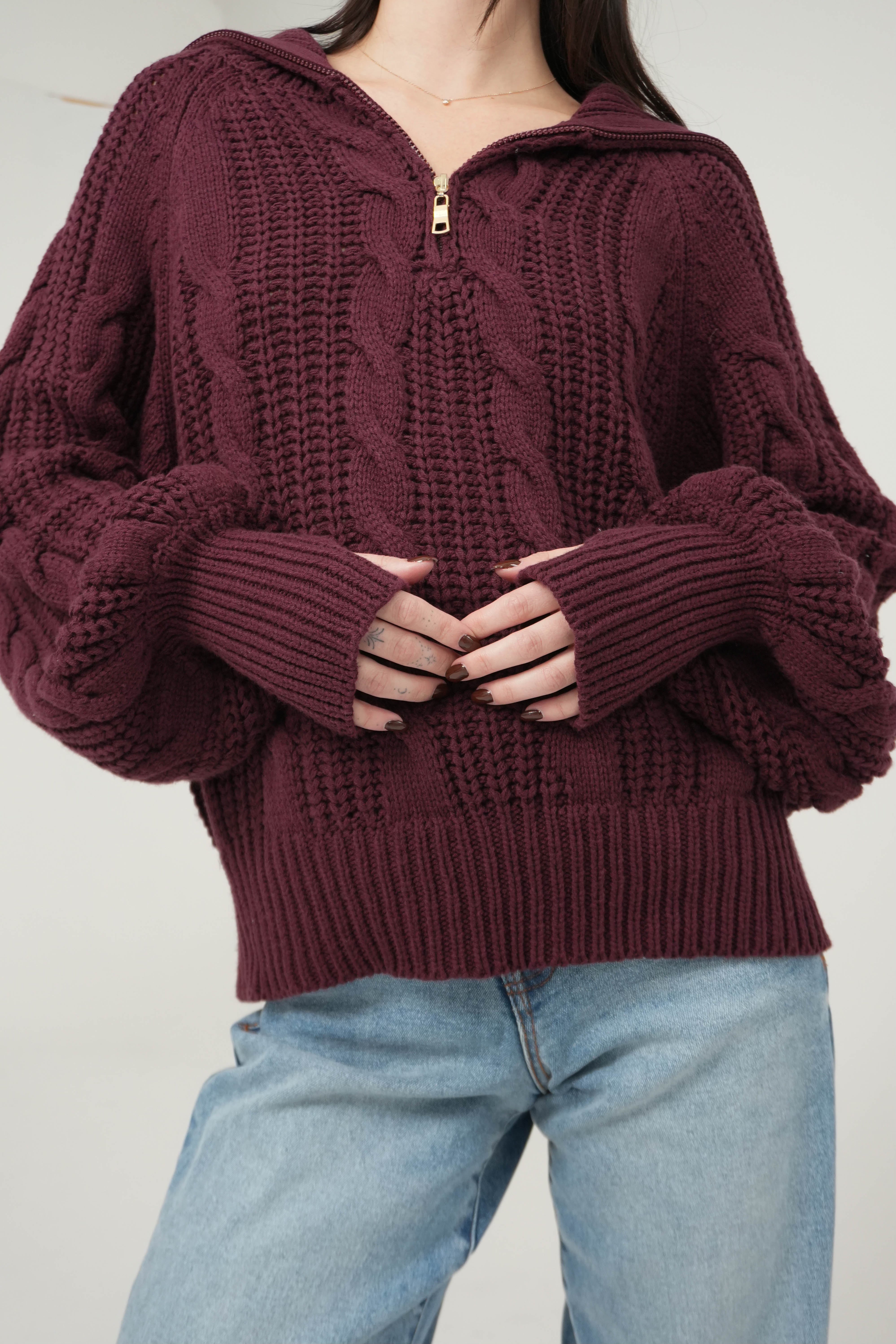 Let's Cuddle Sweater in Burgundy