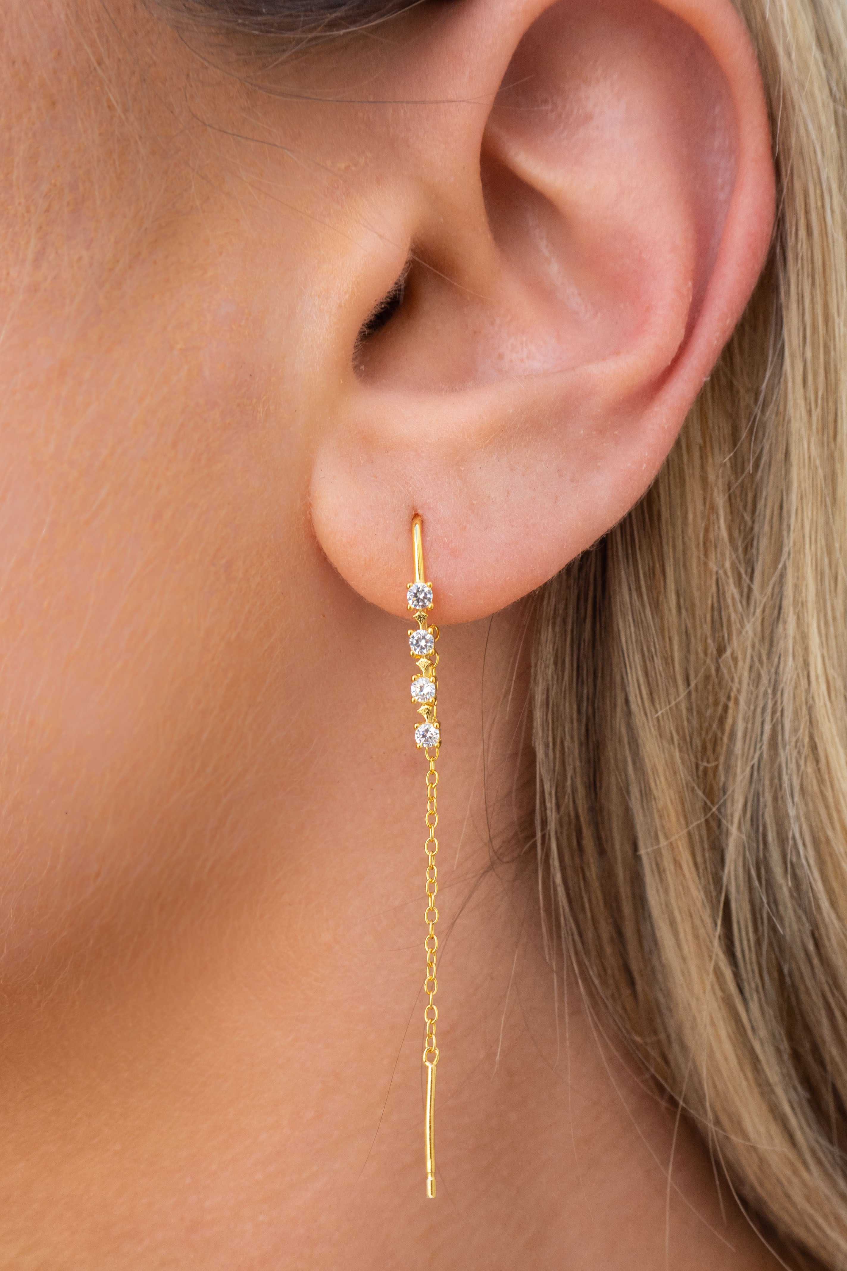 Flora Thread Earrings in Gold