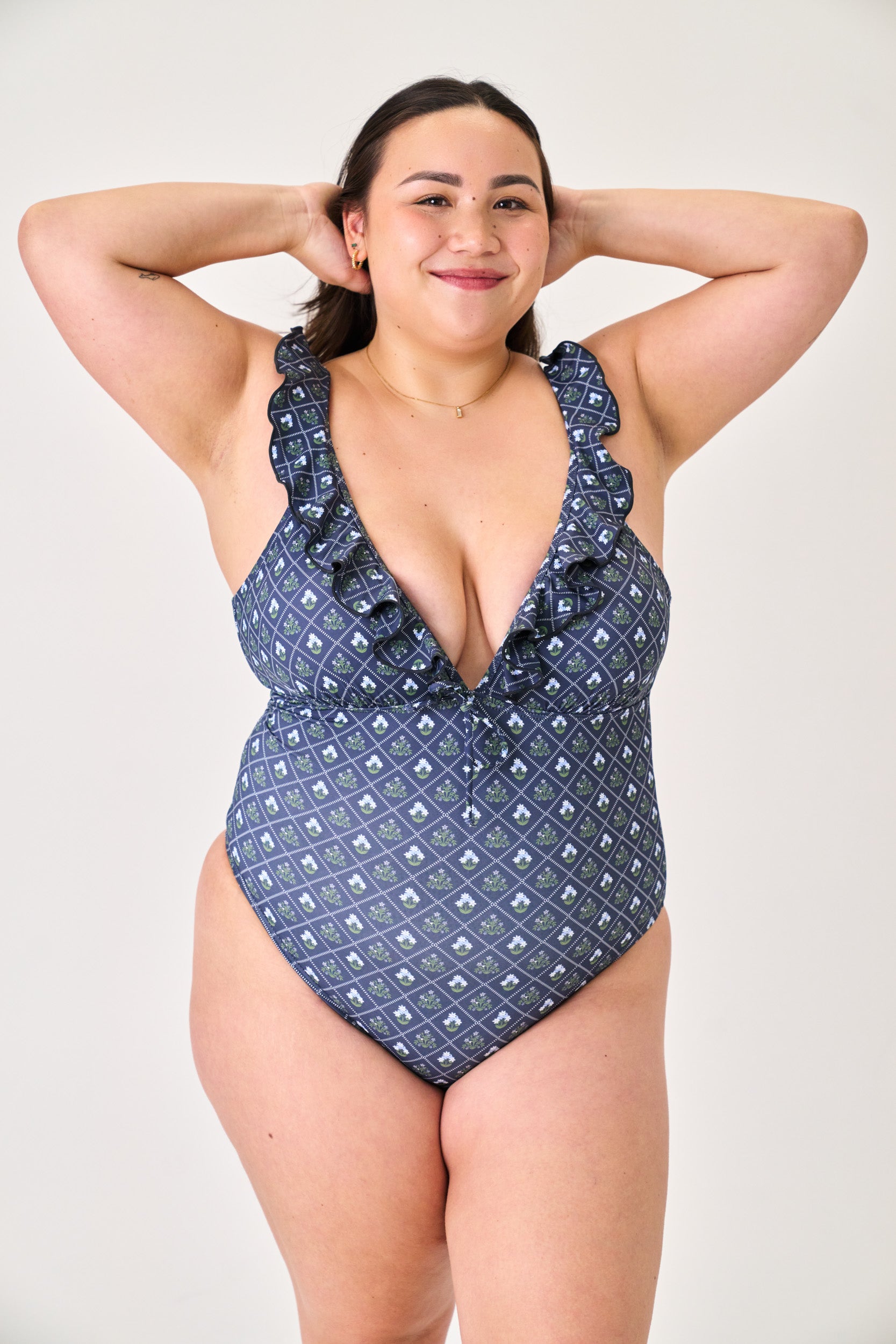 Savannah V Neck Ruffle One Piece