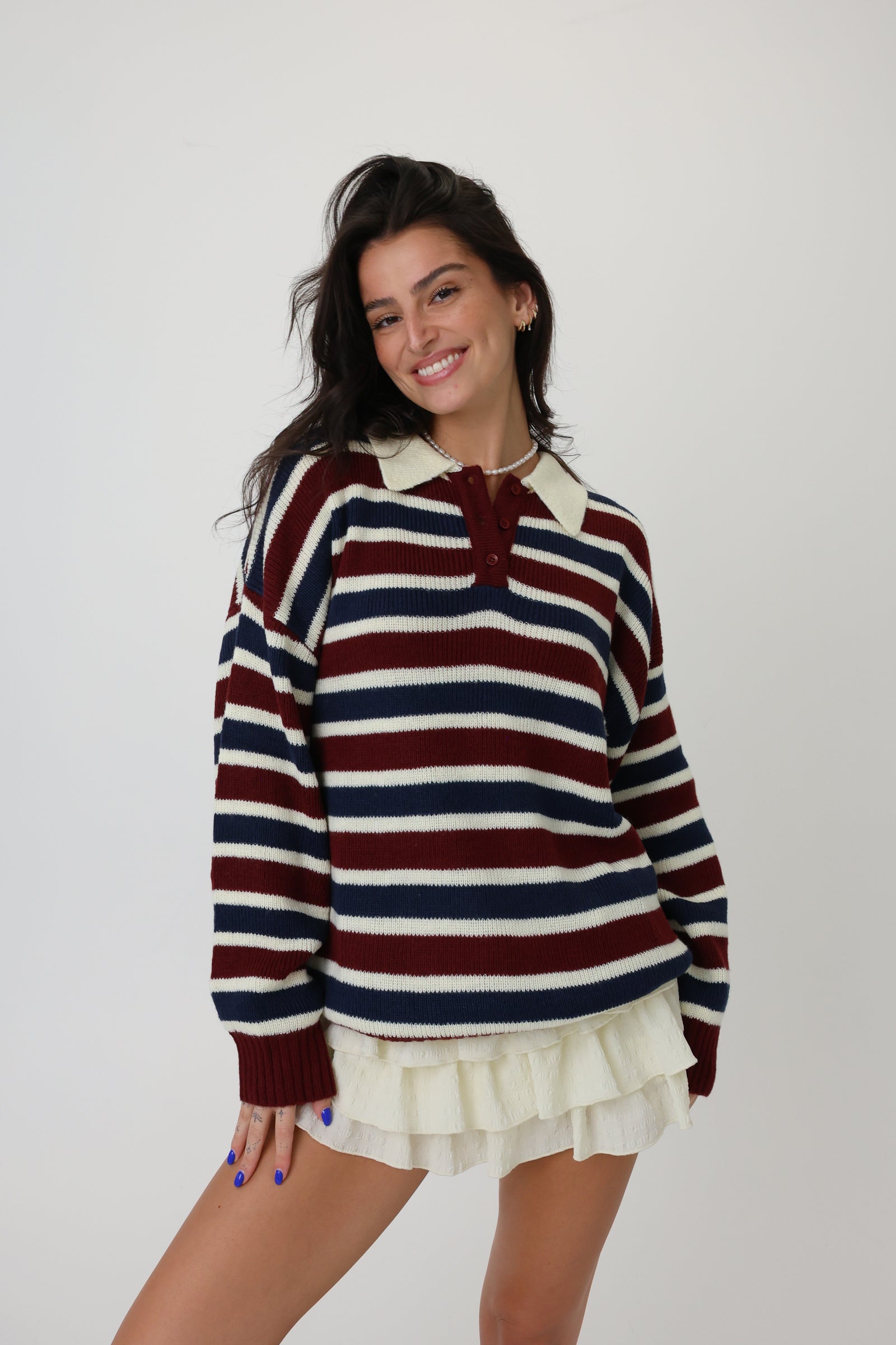 Swim School Raglan Sweater in Vintage Red by Beau Loves main image 1