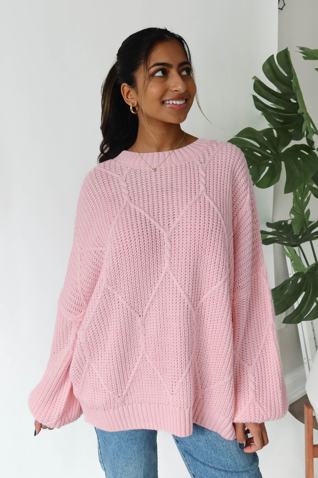 Baby pink cheap oversized sweater