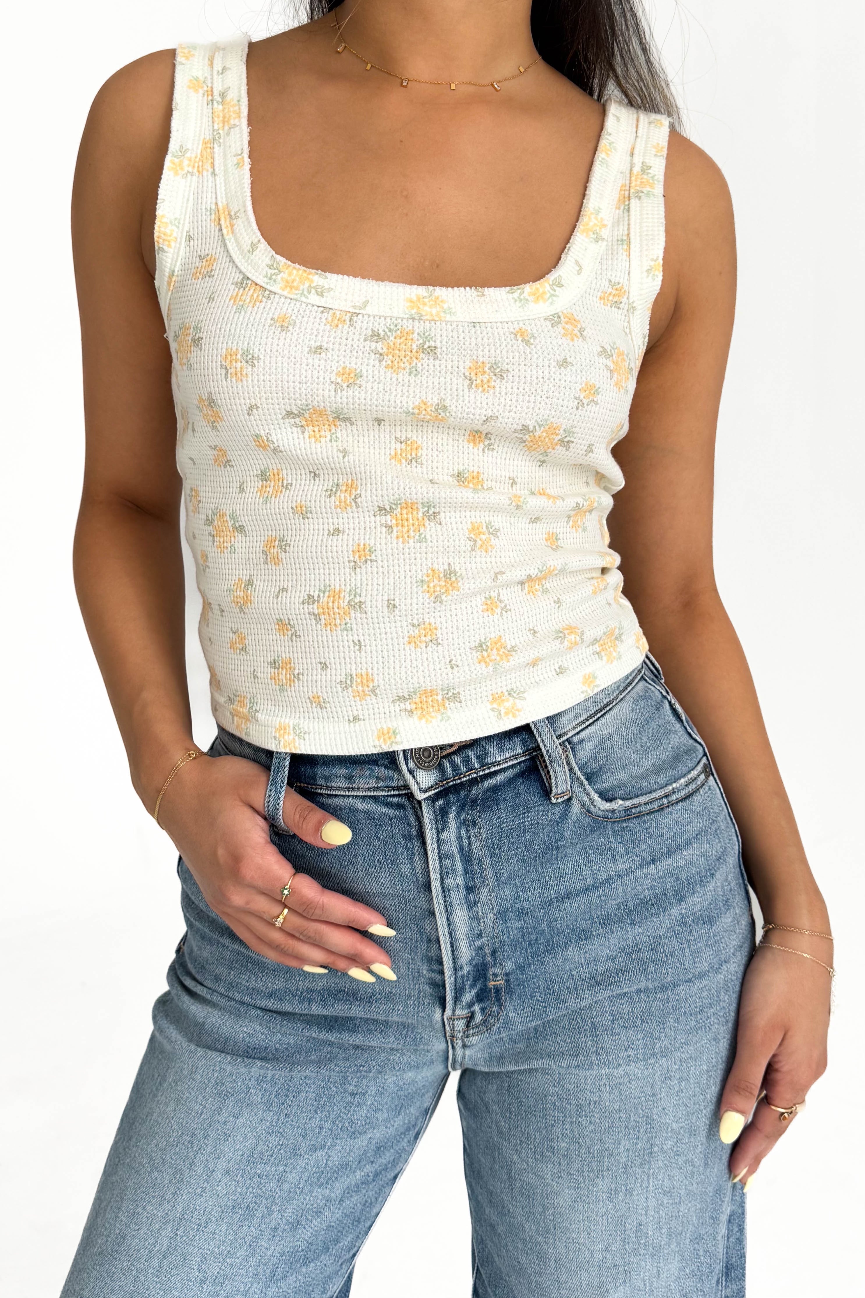 Daisy Tank in Yellow Floral