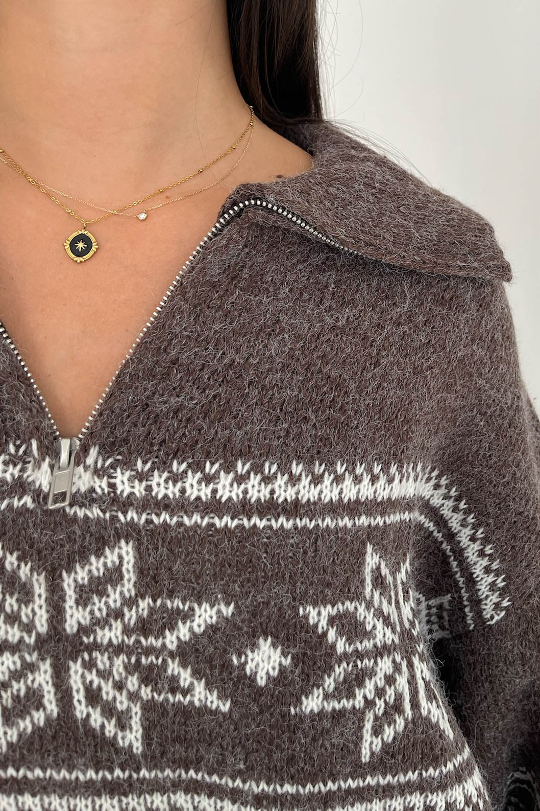 Warm Me Up Sweater in Brown/Ivory