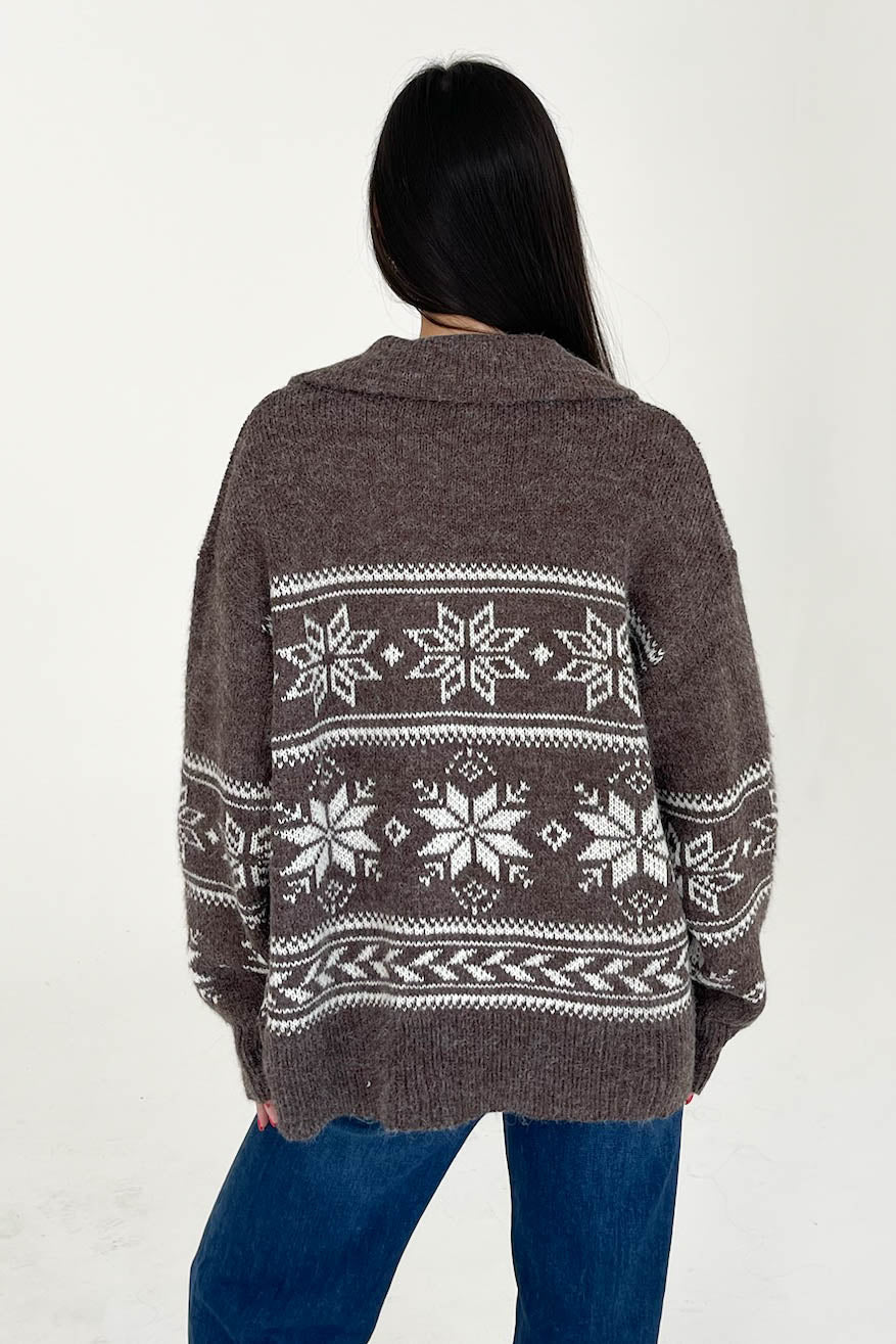 Warm Me Up Sweater in Brown/Ivory