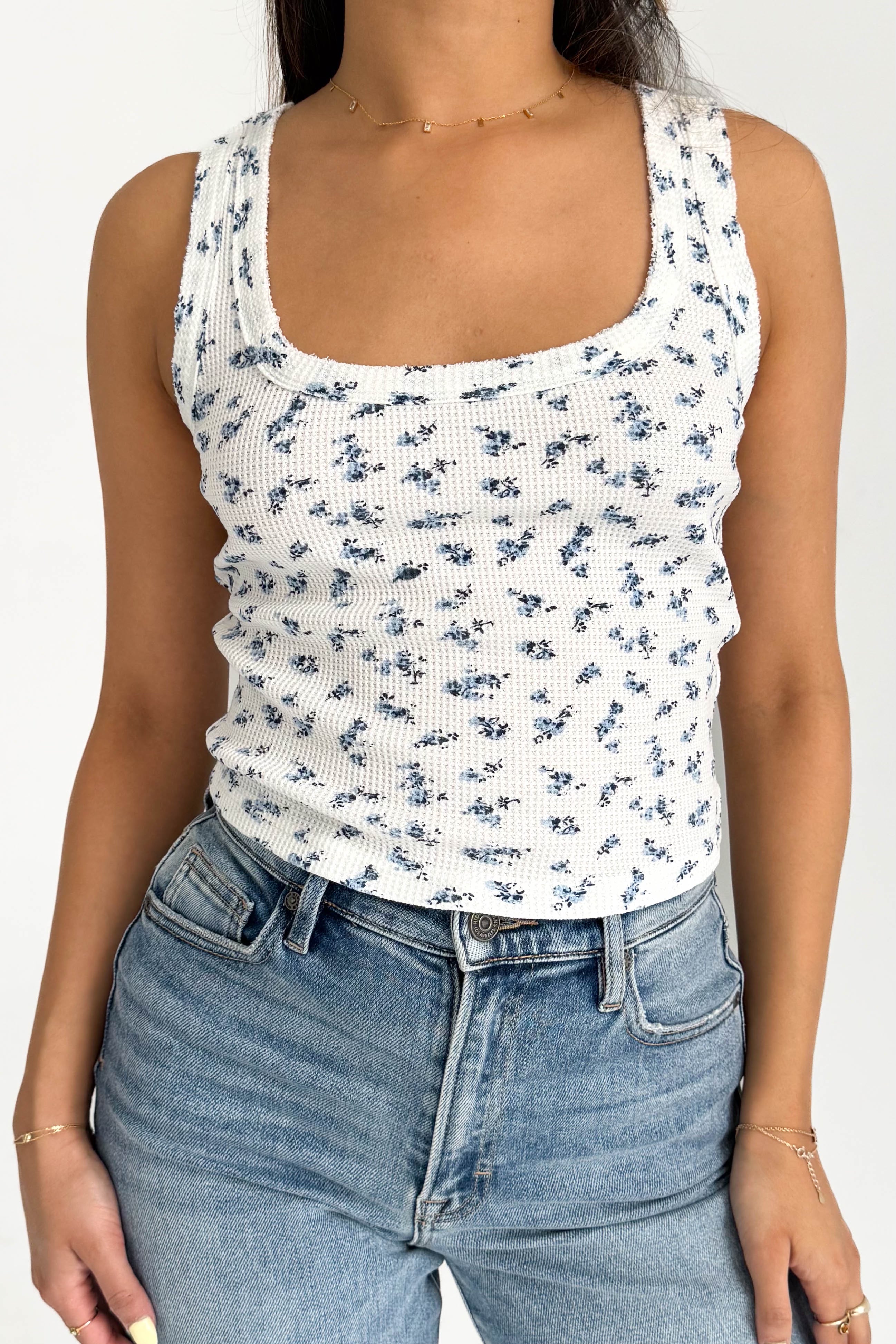 Daisy Tank in Blue Floral