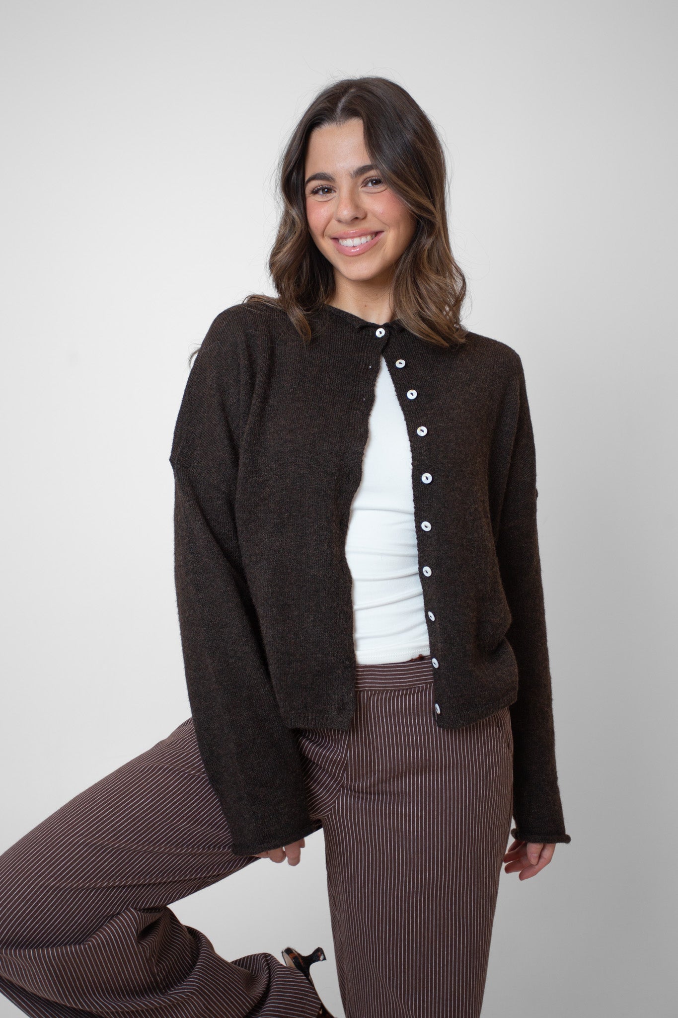Phoebe Cardigan in Chocolate