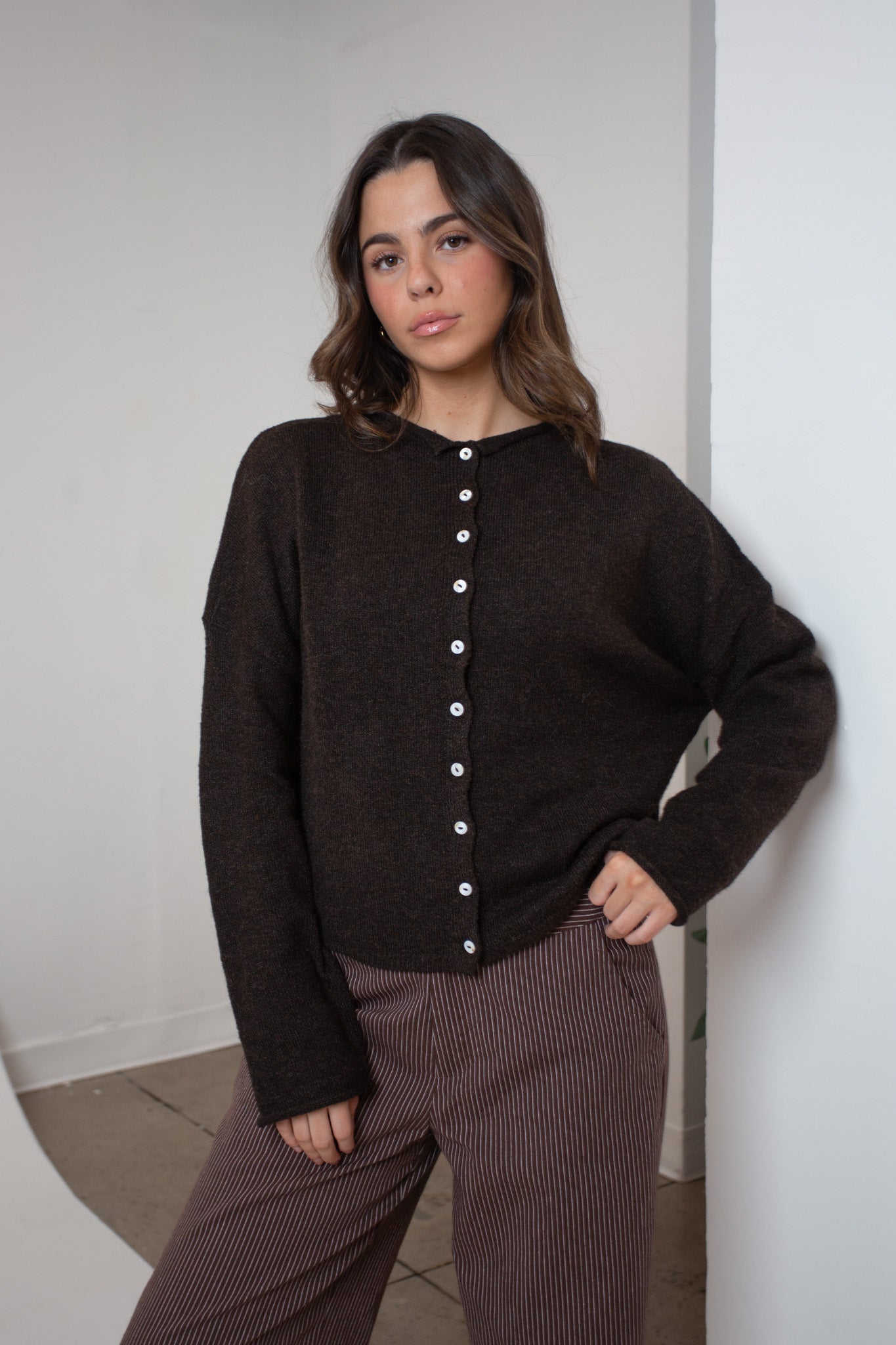 Phoebe Cardigan in Chocolate