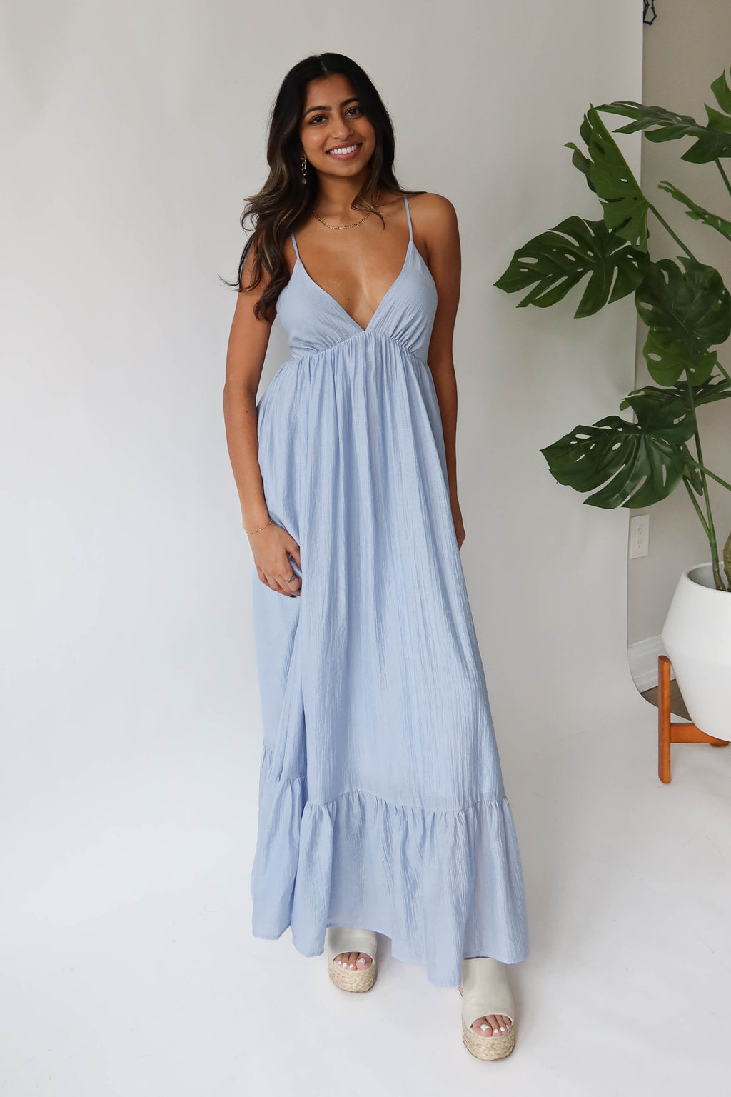 knee length dresses for ladies Blue Satin Flower Maxi Dress – self-portrait-US