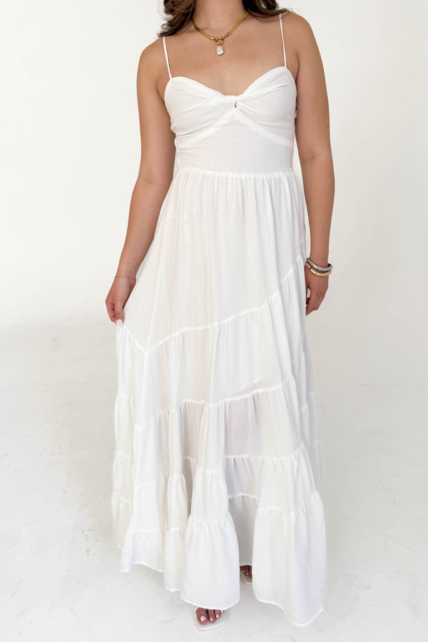 Elegant Twisted Back Swim Dress in Luxe Performance Knit