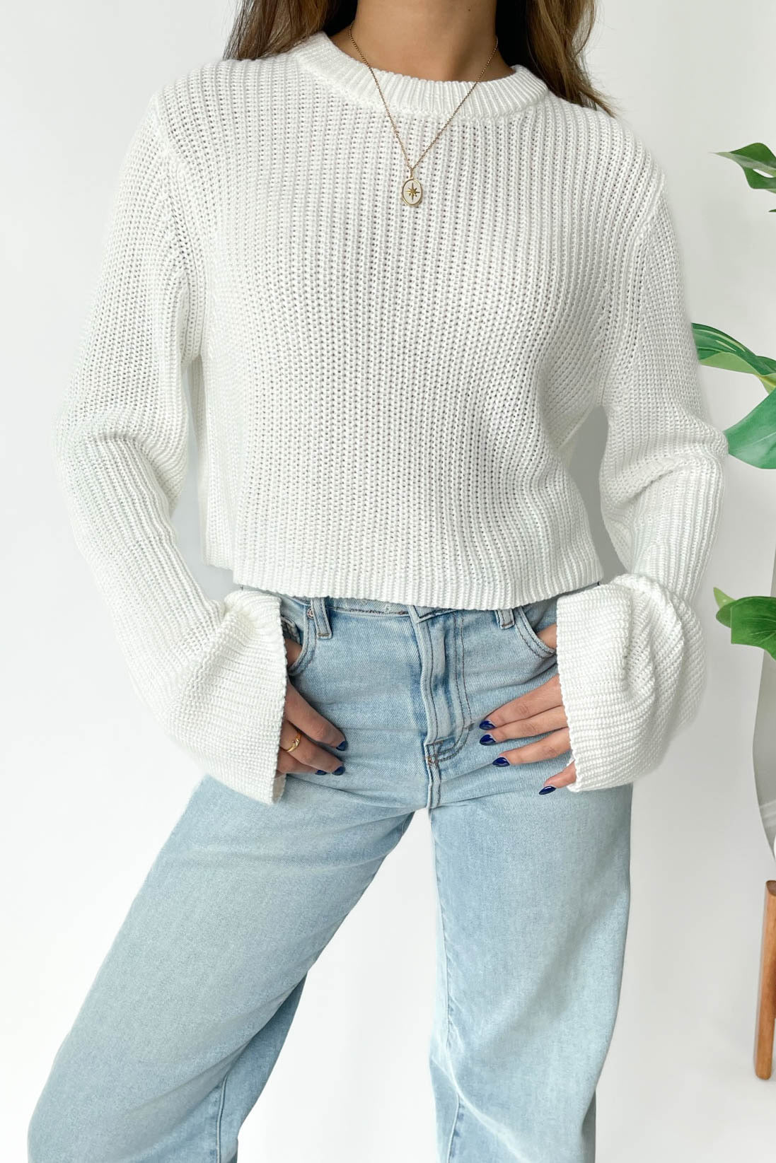Act Natural Sweater in White