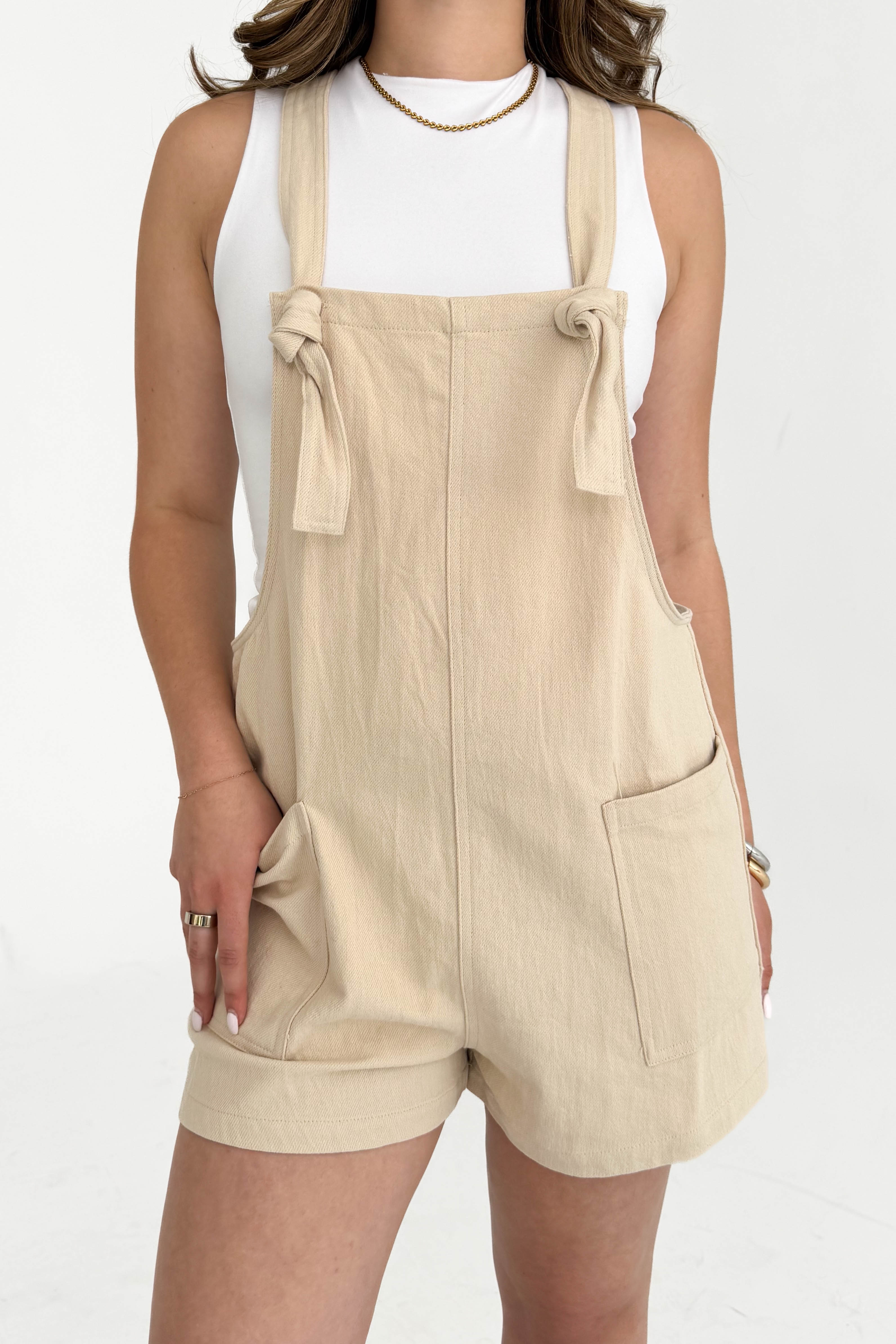 Bianca Overalls in Stone