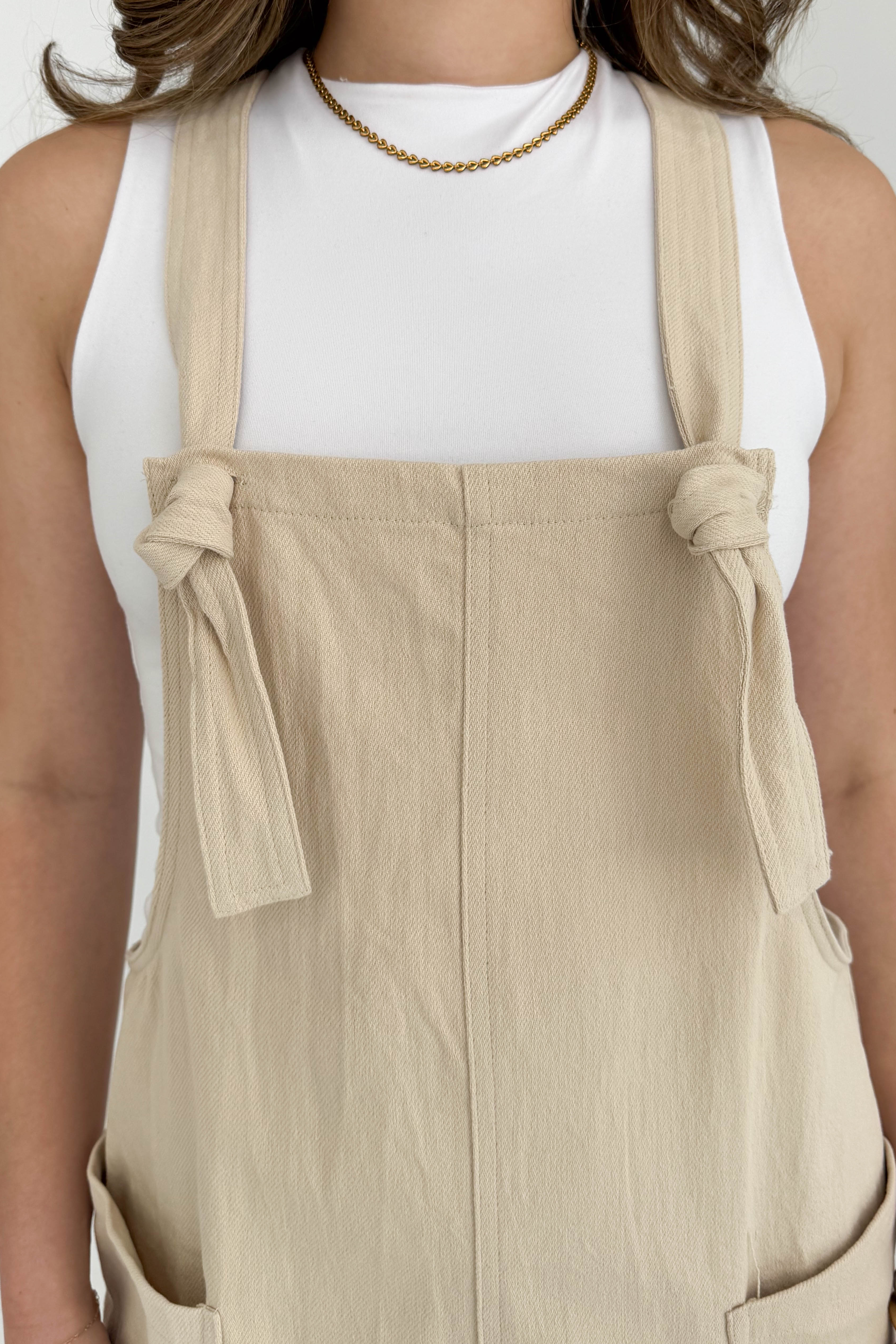 Bianca Overalls in Stone