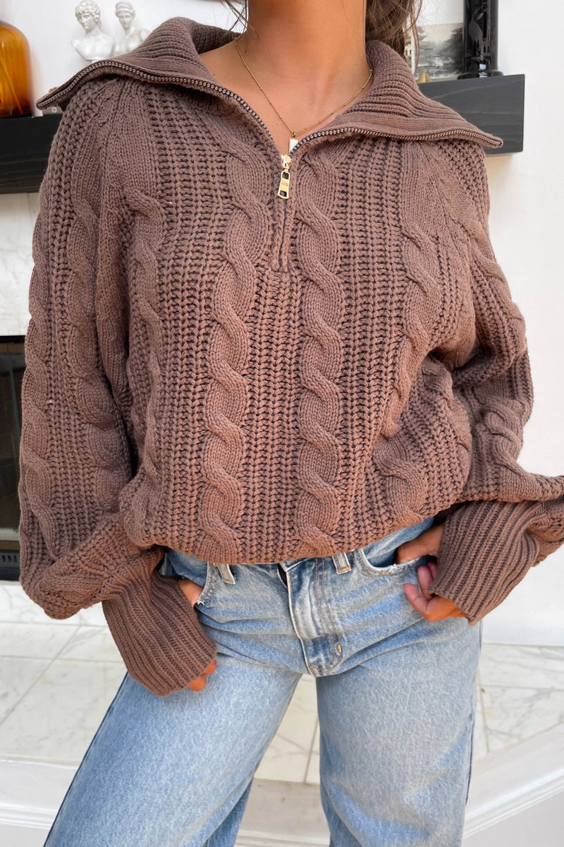 Let's Cuddle Sweater in Brown