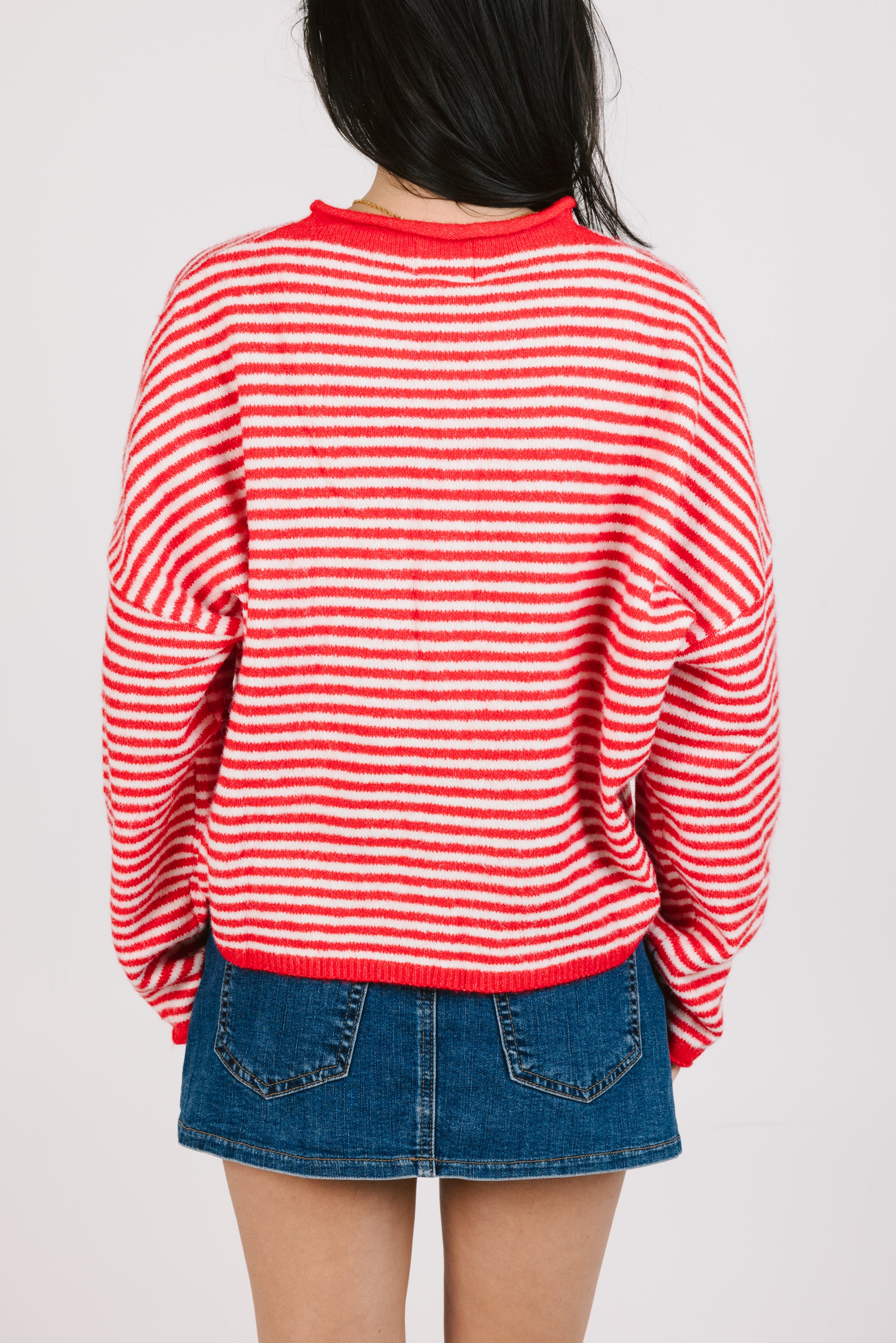 Phoebe Cardigan in Red/White Stripe