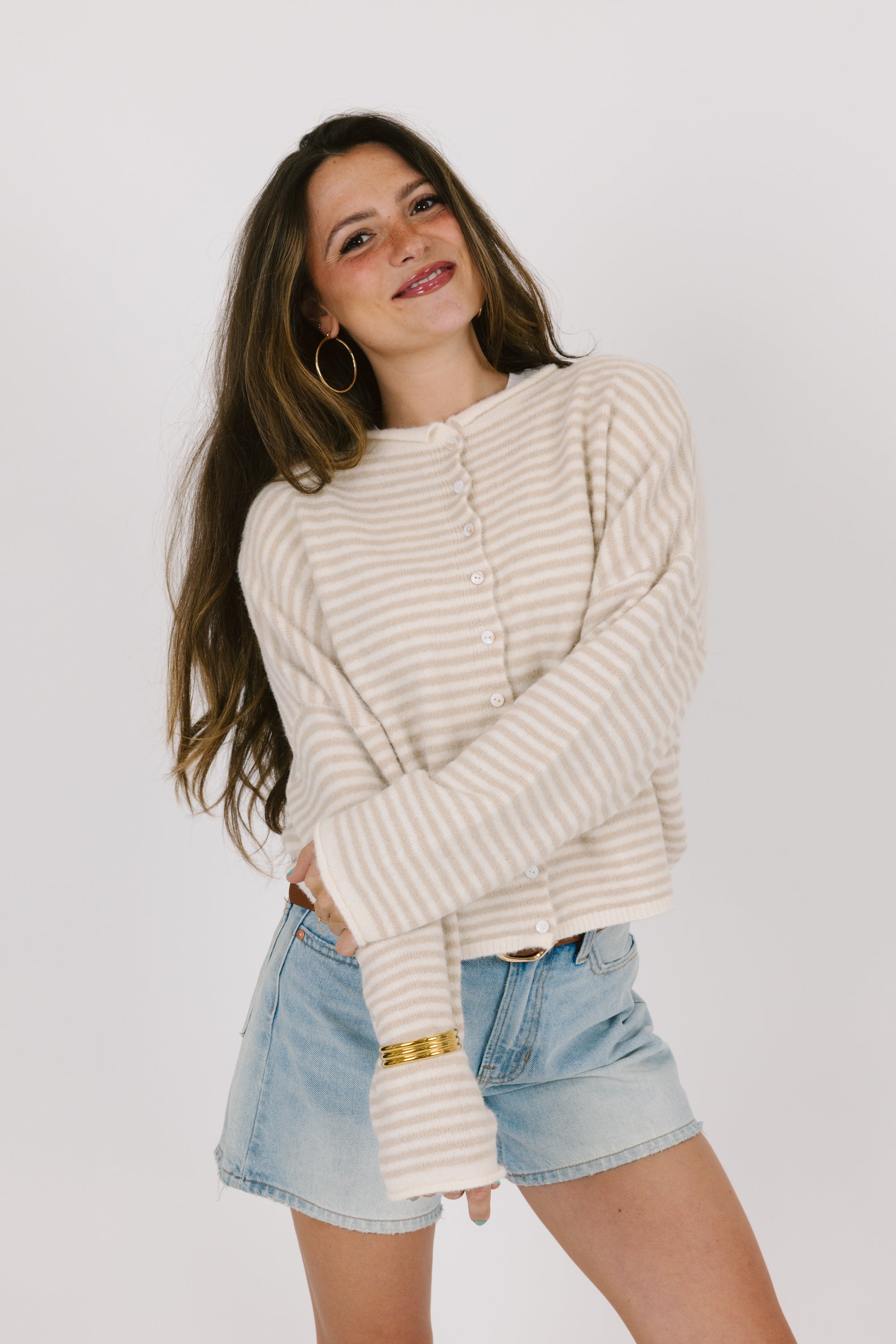 Phoebe Cardigan In Cashmere Sandstone