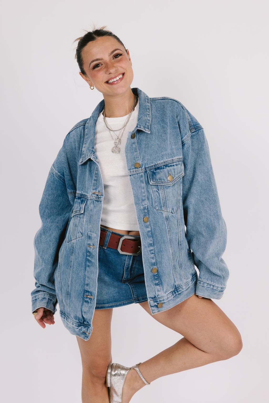 Midtown Oversized Denim Jacket Charcoal
