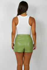 Night Out Pleather Skort in Olive