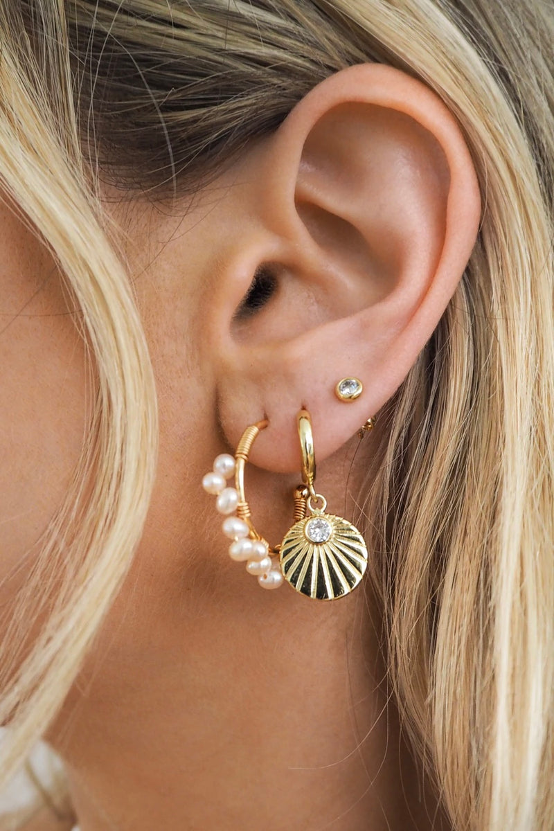 Shell Huggie Hoops